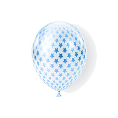 Blue White balloon. Luxury realistic balloons. 3D glossy star pattern