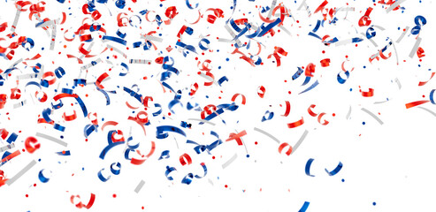 Festive background with red, white, and blue confetti. Perfect for celebrations, parties, and holidays.