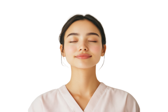 Serene Contemplation: An intimate portrait of a person immersed in deep thought, with closed eyes and a gentle expression, embodying inner peace and mindfulness.