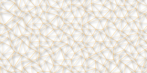 Abstract of simple golden line triangle pattern geometric background. Seamless geometric polygonal repeatable pattern swatch background, Trendy design vector background for web backdrop orpaper print.