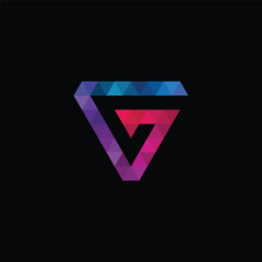 Initial Letter G Pixel Triangle Logo Design Vector Template