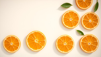 Fototapeta premium Fresh orange slices with soft pastel light