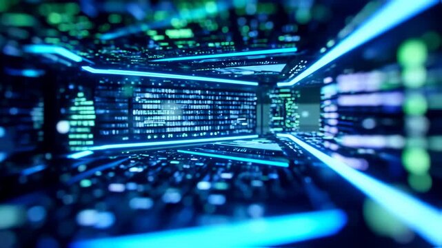 Digital Data Flowing Through Technology Network