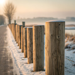 Wooden posts soft rustic texture