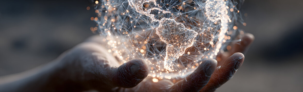 Hand holding of global digital network connection, oline education platform vitual classroom interactivelearning modules, seamlesscommunication accessibilit knowledge sharing skill dvelopment.