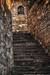 Fototapeta premium Stone Stair in Gorica Historic District of Berat