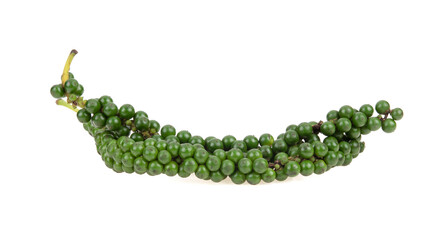 fresh green peppercorns isolated on a white background