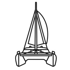 catamaran illustration a sailboat with outrigger floats sailing in open waters evoking themes of adventure and nautical leisure ideal for travel blog headers.