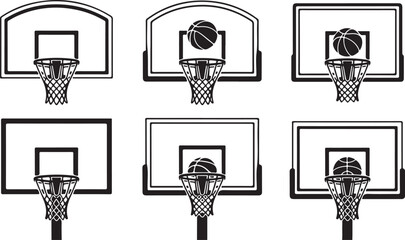 Basketball icons, basketball ring logo isolated on white background © Masud