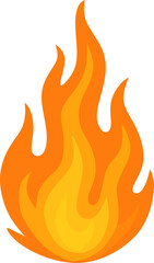 Simple fire illustration with rounded smooth flame shape, glowing orange and yellow colors.
