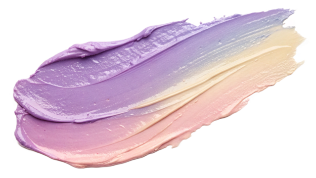 Purple pink and cream paint strokes blending into smooth gradient on transparent background for packaging labels and web banners requiring soft color transitions for cosmetic packaging branding