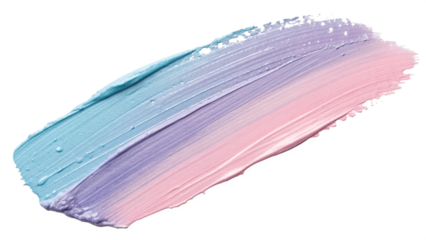 Three pastel colors pink purple and light blue blend in dynamic paint strokes on transparent background for cosmetic branding and social media visuals for packaging and label design plus web banners