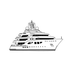 Obraz premium line drawing of luxury yacht sailing on calm waters perfect for maritime business highlighting wealth travel and yachting lifestyle.