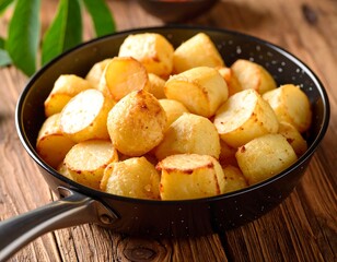 Roasted potato cubes in a pan (1)
