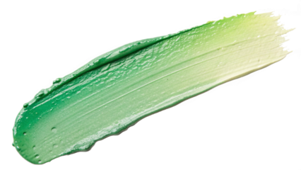 Green oil or acrylic paint stroke with gradient effect isolated on transparent background for packaging labels textured design elements modern branding layouts, product mockups and promotional assets