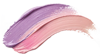 Colorful brushstrokes in orange pink and purple form vibrant textured design element on transparent background for cosmetic packaging and digital banners and product labels and product mockups