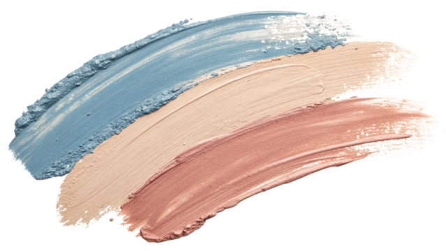 Creamy cosmetic texture in pastel brushstrokes of foundation and concealer on transparent background for beauty product packaging and mockups for packaging and label design for product marketing