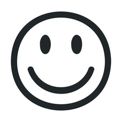 Simple black and white smiley face icon on white background