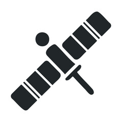 Minimalist satellite icon: black and white space communication design