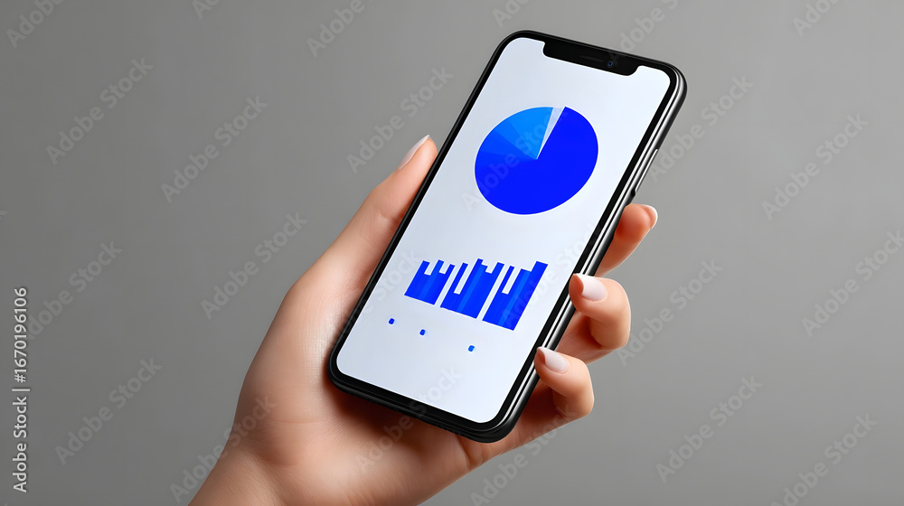 Wall mural smartphone displaying a data visualization chart
