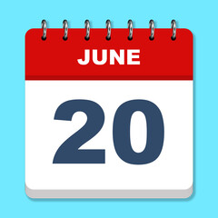 June calendar icon on a blue background