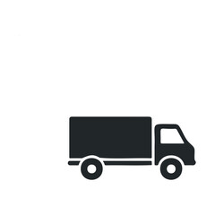 Minimalist black truck icon on white background