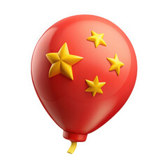 Red Balloon with Yellow Stars Isolated on a White Background graphic design isolated on a transparent background
