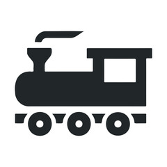 Obraz premium Minimalist black steam locomotive icon on white background