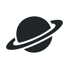 Minimalist black and white saturn icon with rings