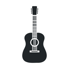 Obraz premium Silhouette of acoustic guitar icon on white background