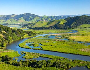 Scenic river valley panorama