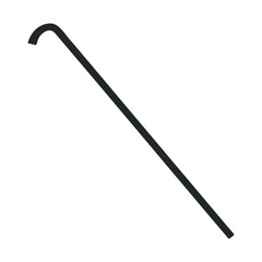 Naklejka premium Simple black walking cane with curved handle on white background