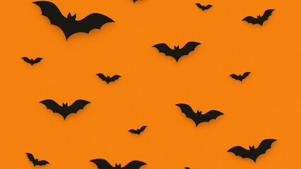 Halloween bats orange background