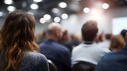 People attending an investment seminar or business training event