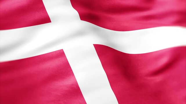 AI-generated of the flag of Denmark waves gently, showing its red and white Nordic cross design