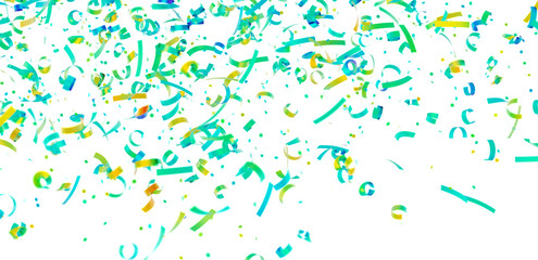 Image of colorful confetti falling on a white background, perfect for celebrations and festive designs.