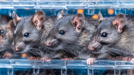 in sterile enclosures with robotic feeders and observation screens monitoring behavior patterns