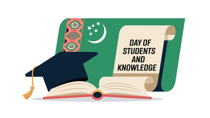 Turkmenistan Students and Knowledge Day Minimal Flat Vector Illustration

