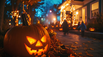 Halloween night, a global celebration of spooky fun, streets filled with children and adults in elaborate costumes, from witches and ghosts to skeletons and vampires.