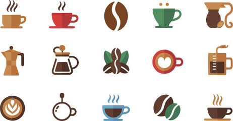 coffee icons set