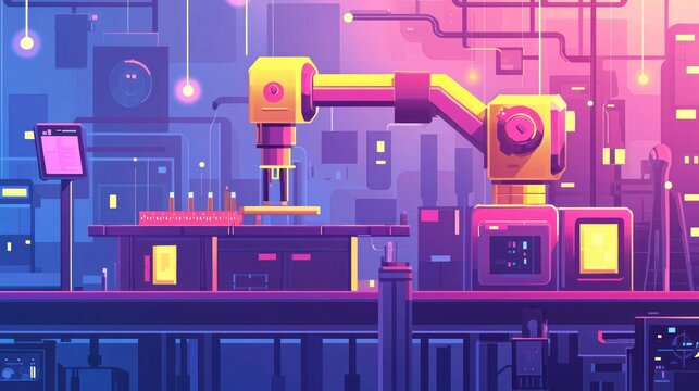 Futuristic robotic arm performing automated laboratory analysis. - Powered by Adobe