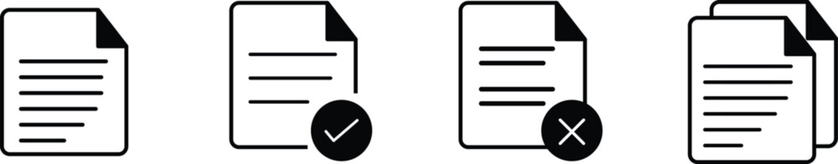 Paper documents icons. paper symbol with single and multiple page. symbol collection. document line icon. transparent png and vector illustration.