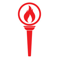 Red Olympic Torch Flame Icon on White Background fire symbol