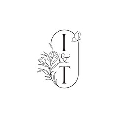 wedding initial concept alphabet caligraphic style monogram letter luxury minimalist logo design IT