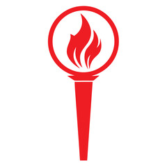 Red Torch Flame Icon on White Background fire