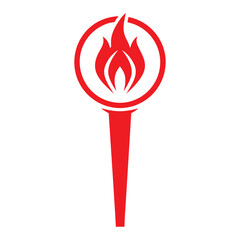 Red Torch Flame Symbol on White Background fire 2