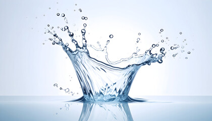 Water Splash Crown: Dynamic Blue Liquid in Motion Against White Background