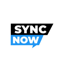 SYNC NOW png, clean flat button, modern digital design, creative use label