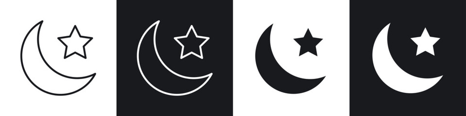 Islam star and crescent icons graphic vectors