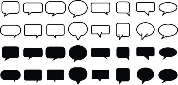 Set of  Speech Bubble Pack Templates. Empty speech bubble colour collection. White cartoon text box set. Pop art frame or border bundle eps 10.
